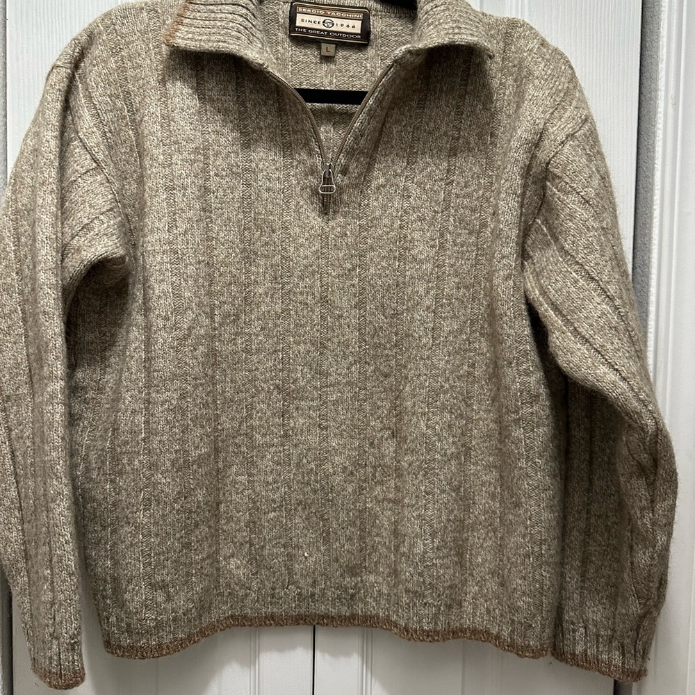 Sergio Tacchini Men's Beige Zip-Up Sweater‎